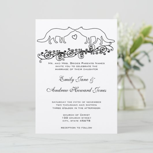 ヴィンテージキツネ結婚式招待状 招待状 (スタンド正面)