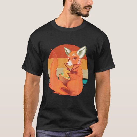 ヴィンテージキツネ編み物Aスカーフタイヌードルボウ Tシャツ (正面)