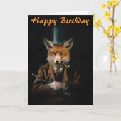 ヴィンテージキツネHat誕生日カード カード (黄色い花)