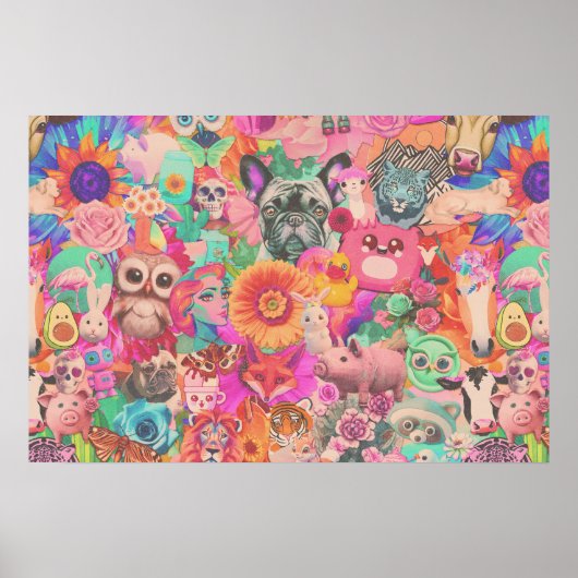 ヴィンテージキティ・コラージュ・デコペ紙ポスター ポスター (正面)