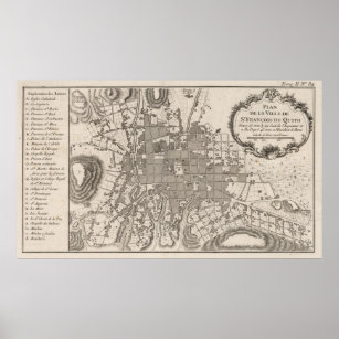 ヴィンテージキト・エクアドルの地図(1764) ポスター