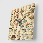 ヴィンテージキノコとキノコ スクエア壁時計 (傾斜)