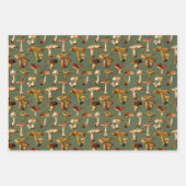 ヴィンテージキノコの緑 ラッピングペーパーシート (正面)