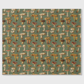 ヴィンテージキノコの緑 ラッピングペーパー (フラット)