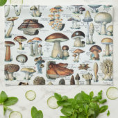 ヴィンテージキノコ可食図 キッチンタオル (折り畳み)