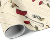 ヴィンテージキノコ植物プリント ラッピングペーパー (ロールコーナー)