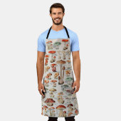 ヴィンテージキノコ菌イラストレーションI エプロン (着用した状態)