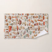 ヴィンテージキノコ菌イラストレーションI バスタオルセット (ハンドタオル)