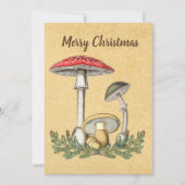 ヴィンテージキノコ菌茶色のクリスマス シーズンカード (正面)