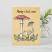 ヴィンテージキノコ菌茶色のクリスマス シーズンカード (スタンド正面)