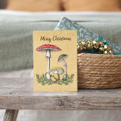 ヴィンテージキノコ菌茶色のクリスマス シーズンカード