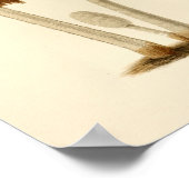 ヴィンテージキノコ1861アートプリントホワイトブラウン ポスター (角)