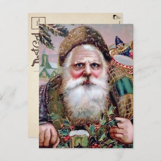 ヴィンテージキモーサンタ顔クリスマスはがき ポストカード (正面/裏面)