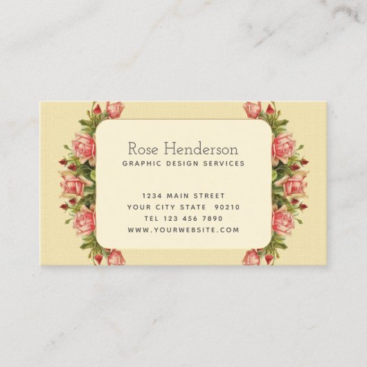 ヴィンテージキャサリビクトリアンンクラインピンクローズ 名刺 (正面)