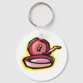 ヴィンテージキャストアイアングリドルレトロ料理アート キーホルダー (正面)