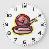 ヴィンテージキャストアイアングリドルレトロ料理アート ラージ壁時計 (正面)