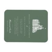 ヴィンテージキャッスルエレガントグリーン結婚式招待状 マグネット (横)