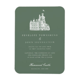 ヴィンテージキャッスルエレガントグリーン結婚式招待状 マグネット