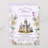 ヴィンテージキャッスルフェアユタレ誕生日テーマウィアフェアリー 招待状 (正面/裏面)
