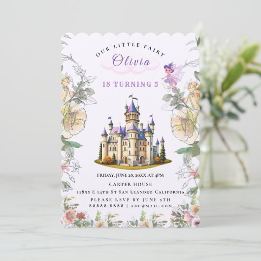 ヴィンテージキャッスルフェアユタレ誕生日テーマウィアフェアリー 招待状 (スタンド正面)