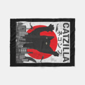 ヴィンテージキャッツラ日本のサンセットスタイルキャットキッテン フリースブランケット (正面(横))