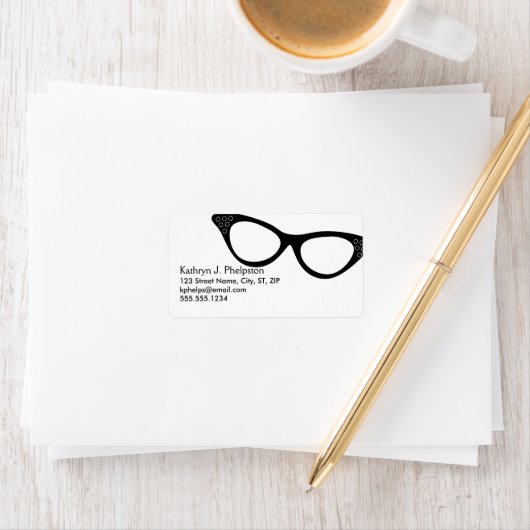 ヴィンテージキャットアイズブラックメガネ住所 シール (インサイチュ)