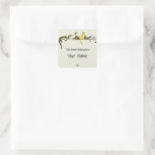 ヴィンテージキャットアート蔵書票シール スクエアシール (バッグ)