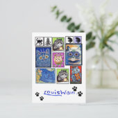 ヴィンテージキャットアート、ルイウェイン、折り畳まれたホリデーカード ポストカード (スタンド正面)