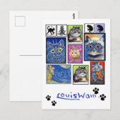 ヴィンテージキャットアート、ルイウェイン、折り畳まれたホリデーカード ポストカード (正面/裏面)