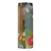 ヴィンテージキャットイラストレーションと春の花 タンブラー (裏面)