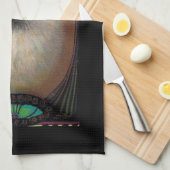 ヴィンテージキャットイラストレーションアールヌーボー エレガント キッチンタオル (四つ折り)