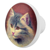 ヴィンテージキャットイラストレーションアールヌーボー エレガント セラミックノブ (右)