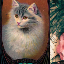 ヴィンテージキャットイラストレーションアールヌーボー エレガント