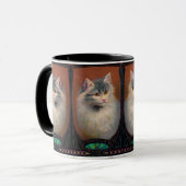 ヴィンテージキャットイラストレーションアールヌーボー エレガント マグカップ (正面左)