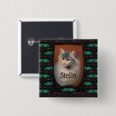 ヴィンテージキャットイラストレーションアールヌーボー エレガント 缶バッジ (正面&裏面)