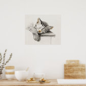 ヴィンテージキャットイラストレーション ポスター (キッチン)