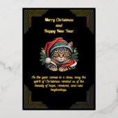 ヴィンテージキャットインサンタハットクリスマスフォイルカード 箔シーズンカード (正面)