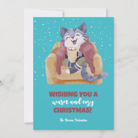 ヴィンテージキャットウィンターホリデーメリークリスマス シーズンカード (正面)