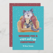 ヴィンテージキャットウィンターホリデーメリークリスマス シーズンカード (正面/裏面)