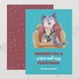 ヴィンテージキャットウィンターホリデーメリークリスマス シーズンカード