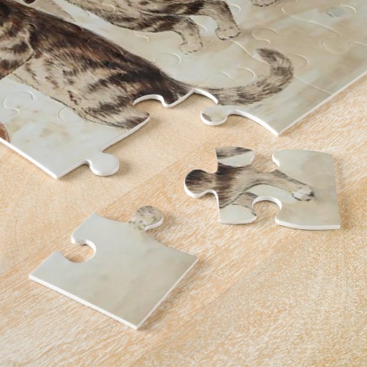 ヴィンテージキャットクリスマスカロルイスワインアート ジグソーパズル (側面)