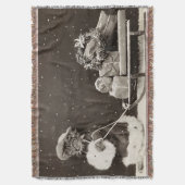 ヴィンテージキャットクリスマスススそりゃ スローブランケット (正面縦)