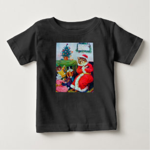 ヴィンテージキャットクリスマスルイワーインベビーTシャツ ベビーTシャツ