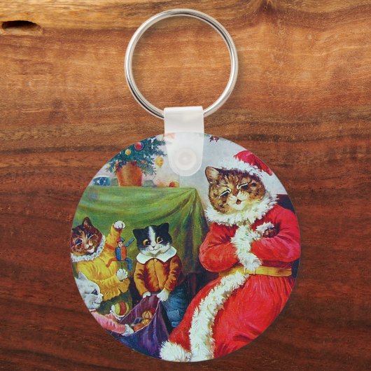 ヴィンテージキャットクリスマスルイワーイン キーホルダー (正面)