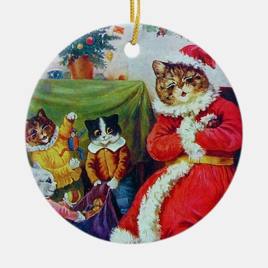 ヴィンテージキャットクリスマスルイワーイン セラミックオーナメント (正面)