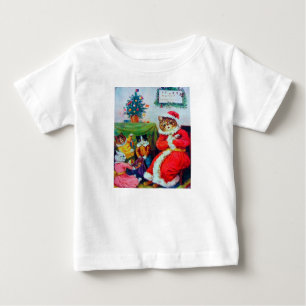 ヴィンテージキャットクリスマスルイワーイン ベビーTシャツ
