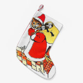 ヴィンテージキャットサンタクロース（クリスマス）、ルイワーイン スモールクリスマスストッキング (正面 (吊り時))