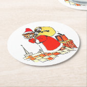 ヴィンテージキャットサンタクロース（クリスマス）、ルイワーイン ラウンドペーパーコースター (アングル)