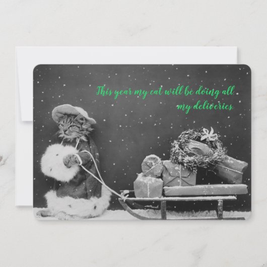 ヴィンテージキャットショッパーホリデーカード シーズンカード (正面)
