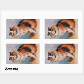 ヴィンテージキャットショーカリコイラストレーションバイルイワーイン 長方形シール (シート)